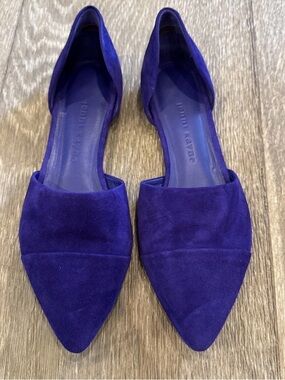 Jenni Kayne Royal Purple Suede Pointed D'Orsay Flats 36 Never worn